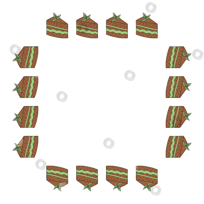 Скачать Квадратная рамка с мятным тортом на белом фоне. Векторное изображение. фотосток Ozero