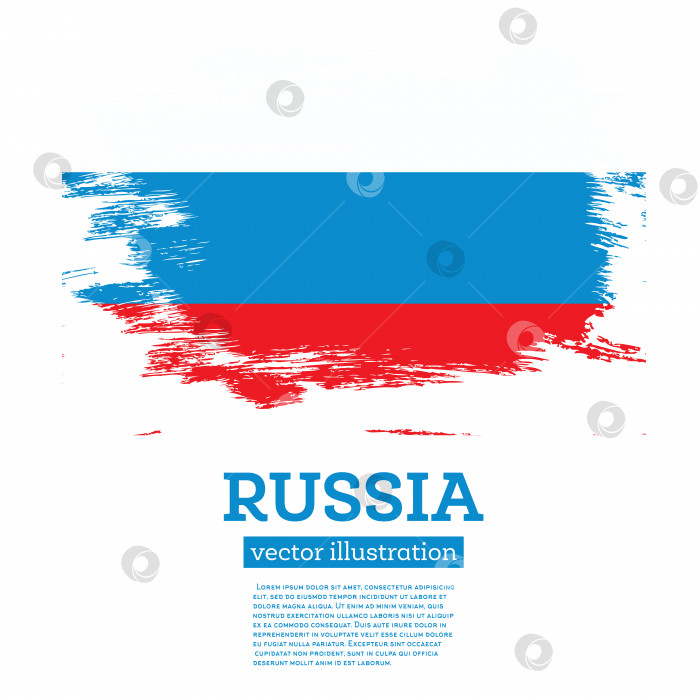 Скачать Флаг России с разводами, созданными с помощью акварельной кисти. фотосток Ozero
