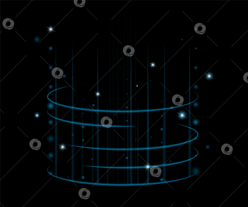 Скачать Неоновая светящаяся синяя круглая рамка, звезды и линии. Космический портал сияющего света. Фантастическая космическая граница. Абстрактный фантастический фон. фотосток Ozero
