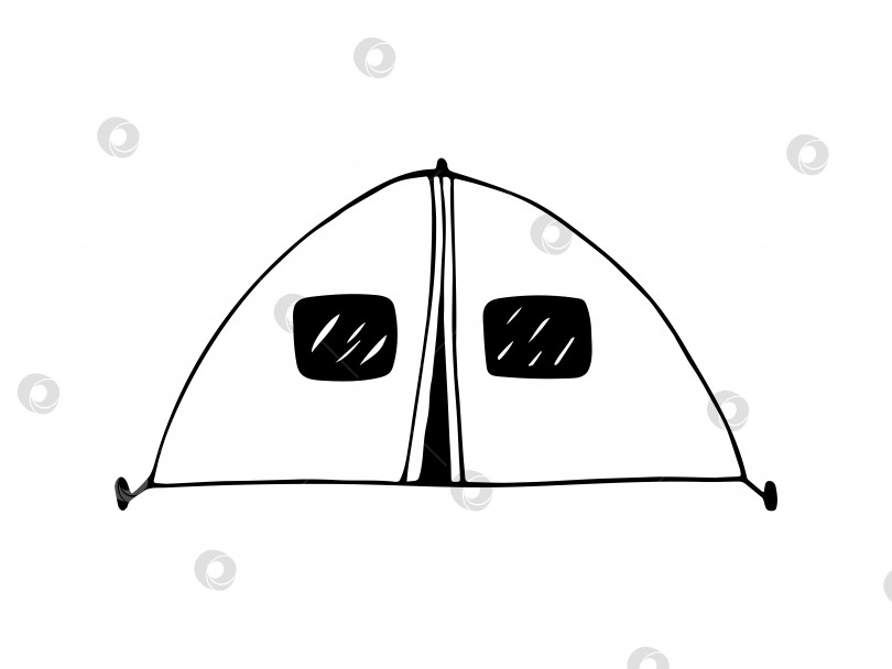 Скачать Походная палатка, нарисованная вручную каракулями. Векторный клипарт. фотосток Ozero
