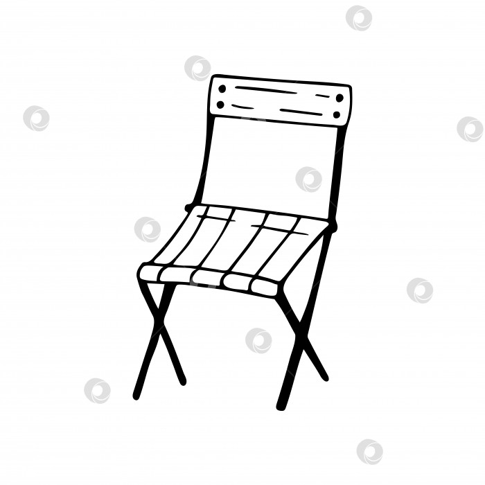 Скачать Складной стул с нарисованными от руки каракулями. Векторный клипарт с походным креслом. Контур. фотосток Ozero