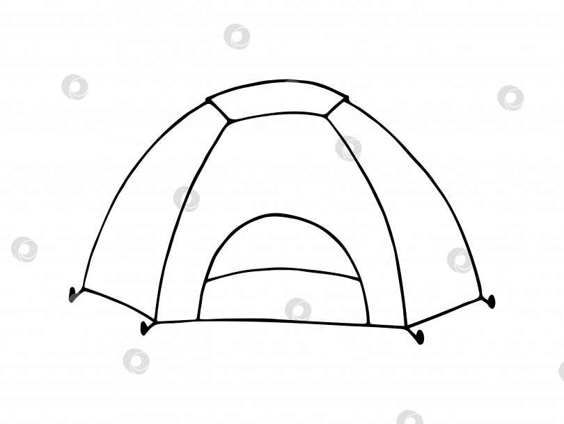 Скачать Походная палатка, нарисованная вручную каракулями. Векторный клипарт. фотосток Ozero