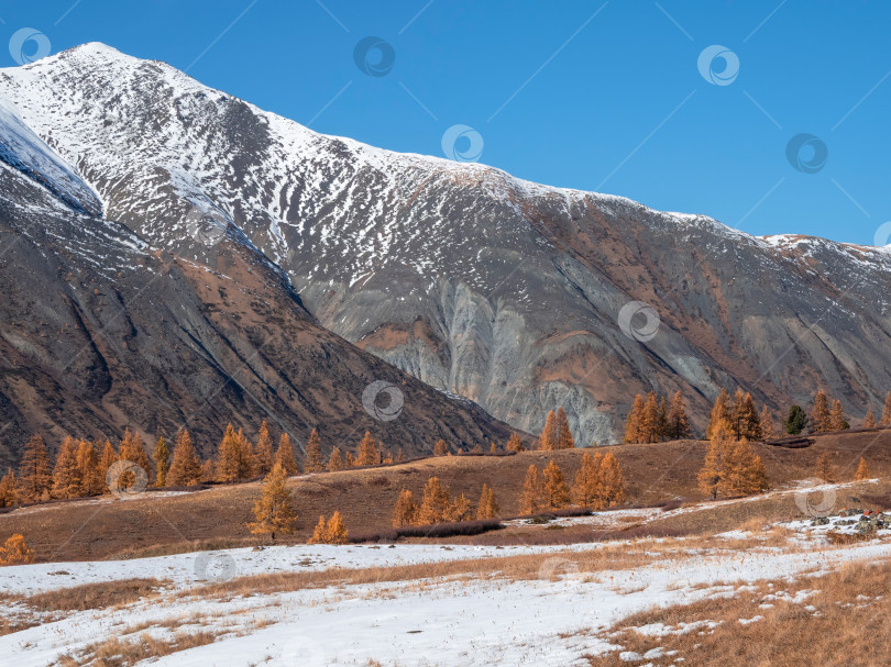 Скачать Удивительные черные скалы, покрытые снегом. фотосток Ozero