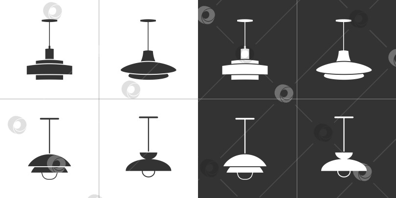 Скачать Иконки потолочных светильников. Черные и белые фотосток Ozero