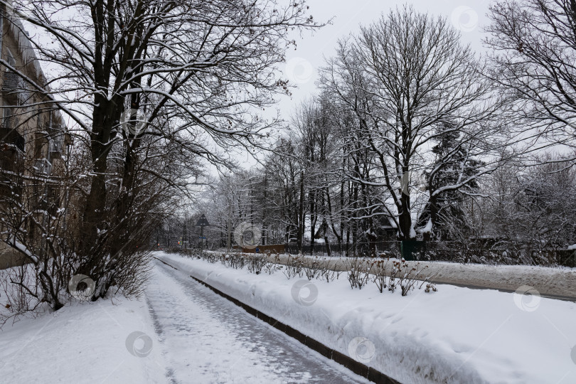 Скачать Заснеженная зимняя городская улица фотосток Ozero