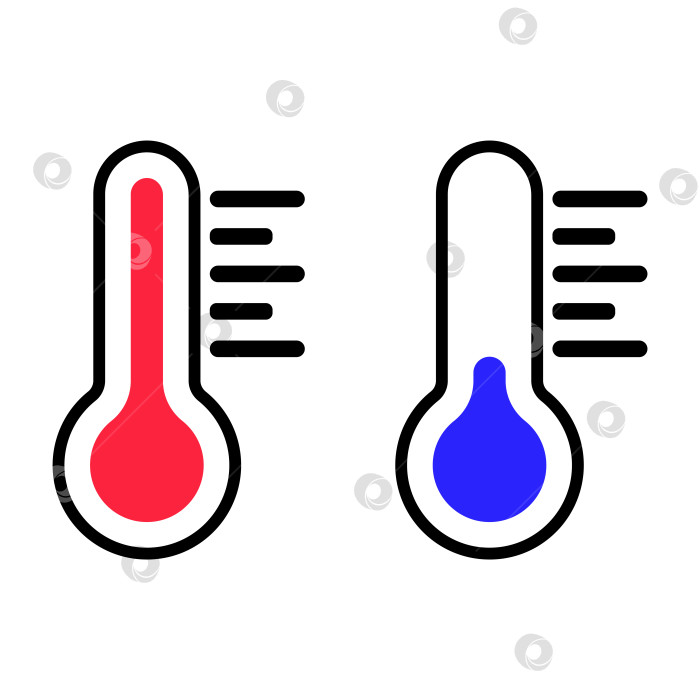 Скачать Значок термометра - это символ температурной шкалы холода и тепла. фотосток Ozero