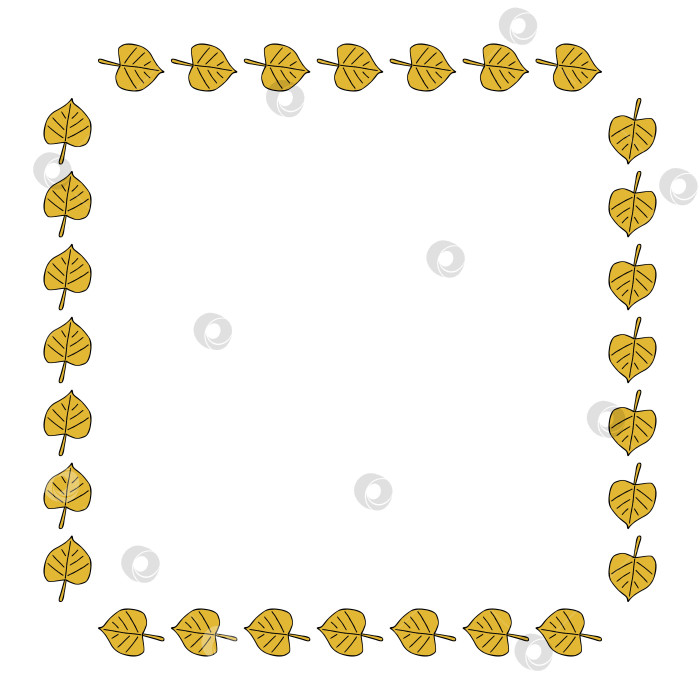 Скачать квадратная рамка с декоративными желтыми листьями на белом фоне. векторное изображение. фотосток Ozero