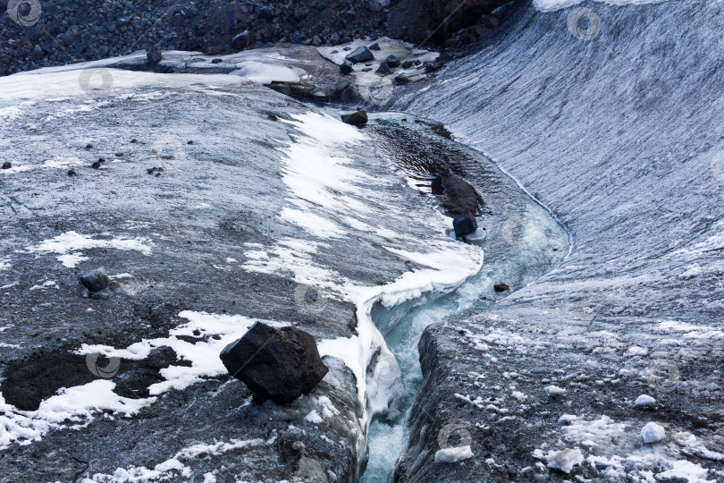 Скачать потоки воды на поверхности тающего высокогорного ледника фотосток Ozero