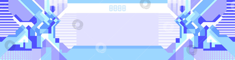 Скачать Футуристический рамочный баннер, интерфейс HUD синего цвета, шаблон дизайна экрана. Дисплей для просмотра технологии виртуальной реальности. Векторный научно-фантастический фон фотосток Ozero