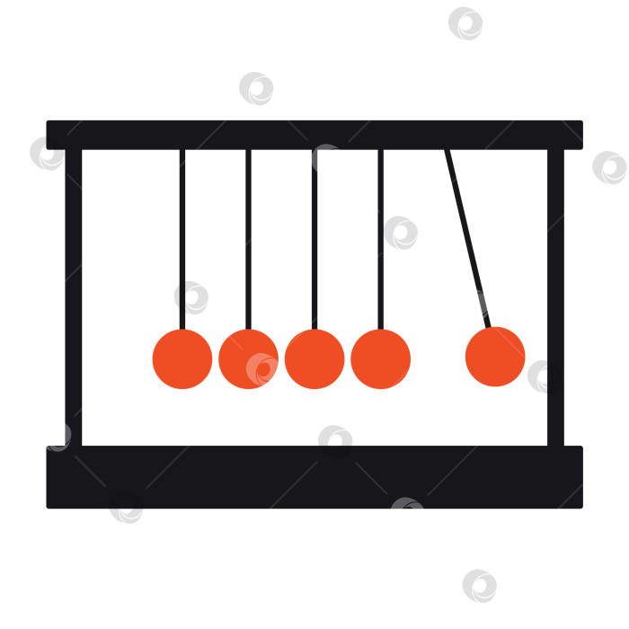 Скачать Колыбель Ньютона, демонстрационное оборудование для уроков физики, превращение потенциальной энергии в кинетическую. Принцип действия и реакции. Векторная иллюстрация, выделенная на белом плоском фоне фотосток Ozero