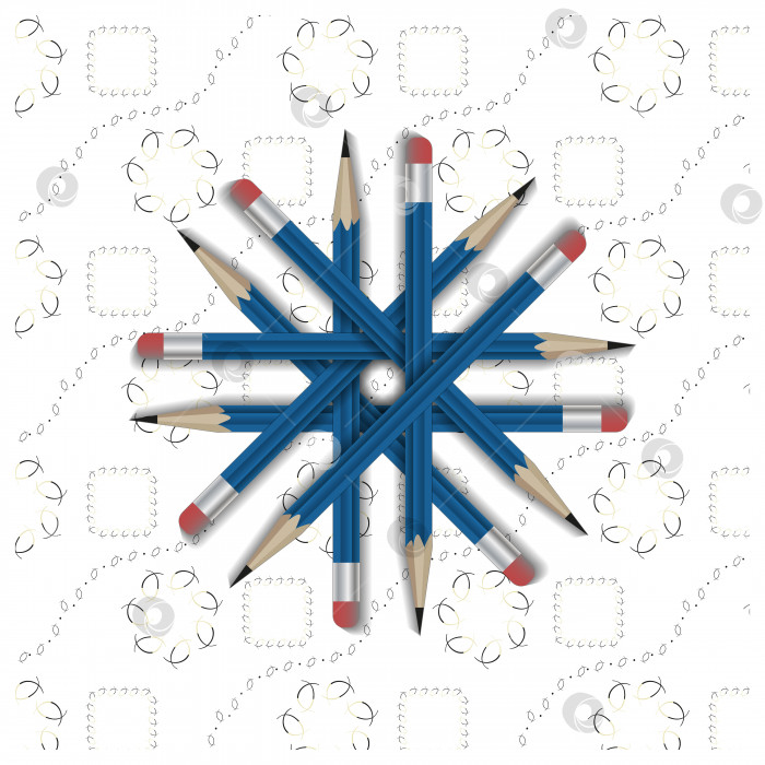 Скачать Несколько карандашей, сложенных в фигуру на фоне с тонкими цветными линиями. фотосток Ozero