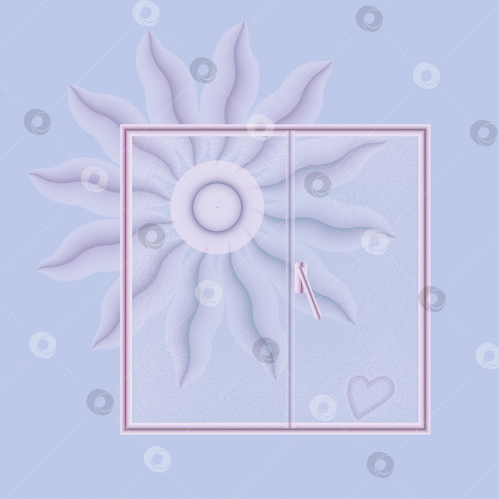 Скачать Абстрактное изображение окна и нарисованного сердца.3d. фотосток Ozero