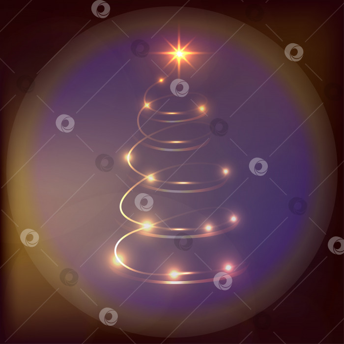 Скачать Абстрактное изображение рождественской елки со светящимися огнями.3d. фотосток Ozero