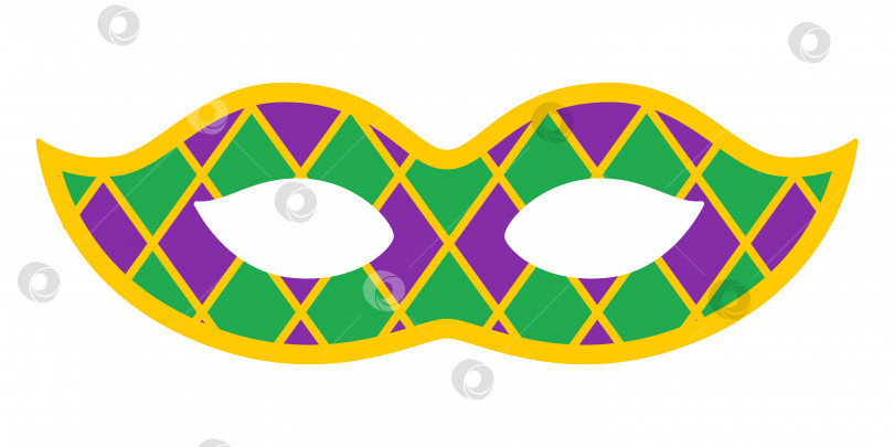 Скачать Векторная клетчатая карнавальная маска. Маска для Марди Гра. Дизайн для карнавала "Жирный вторник". Красочная иллюстрация к маскараду. Карнавальная маска для традиционного праздника или фестиваля. фотосток Ozero