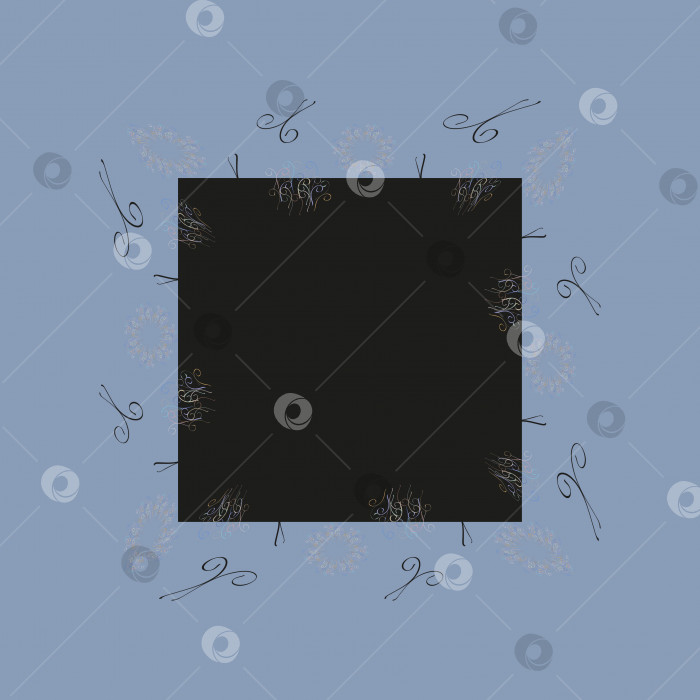 Скачать На голубоватом фоне - черная рамка, выполненная с помощью авторской кисти.3d. фотосток Ozero