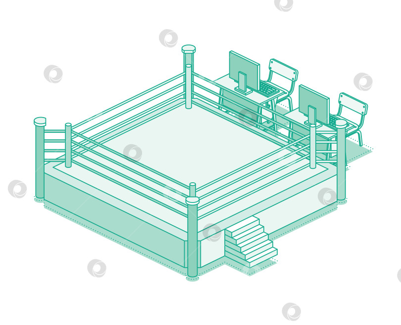 Скачать Изометрический боксерский ринг. Борцовский ринг. Тренажеры. фотосток Ozero