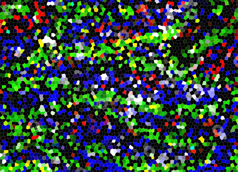 Скачать Абстрактная геометрическая мозаика на красочном фоне. Зеленые прожилки на разноцветном фоне с синими, красными, черными и белыми фрагментами. Иллюстрация. фотосток Ozero