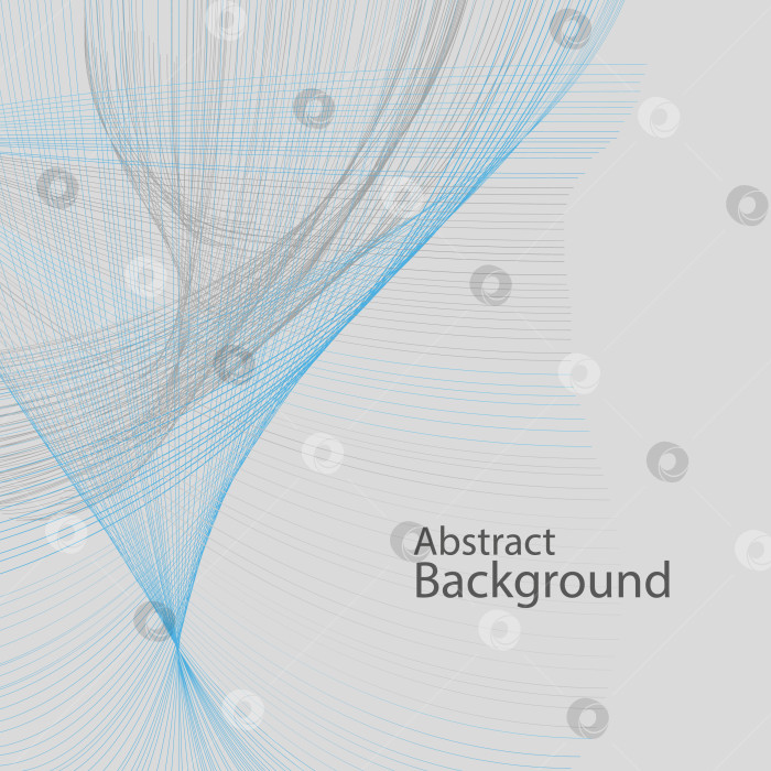 Скачать Абстрактный серый фон с синими изогнутыми линиями слева в виде конуса, воронки. Объемная сетка, каркас карандашом, ручкой. Технологический, промышленный дизайн фотосток Ozero