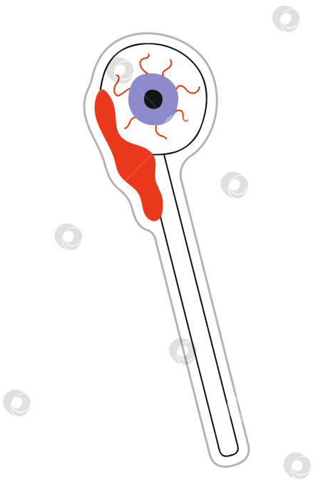 Скачать Хеллоуинский глаз на стикере-палочке. Цветная плоская векторная иллюстрация. фотосток Ozero