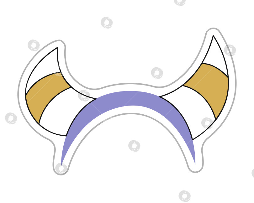 Скачать Повязка на голову на Хэллоуин с наклейкой "Рога". Цветная плоская векторная иллюстрация. фотосток Ozero