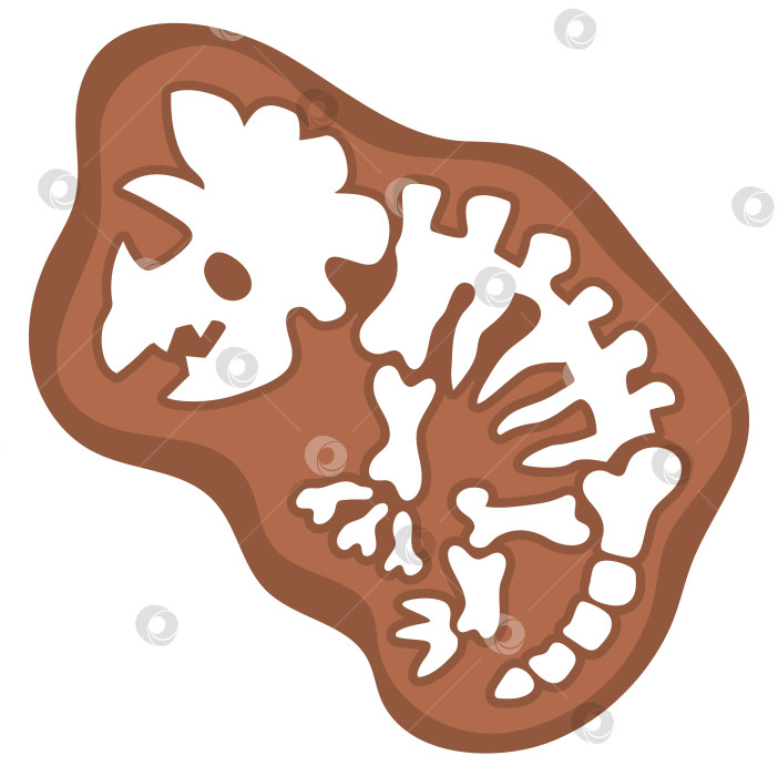 Скачать Векторный значок костей трицератопса. Симпатичная иллюстрация окаменелостей динозавров для детей. Забавный клипарт с изображением динозавра, найденного при раскопках, для детей, выделенный на белом фоне. Мультяшное изображение доисторического животного фотосток Ozero
