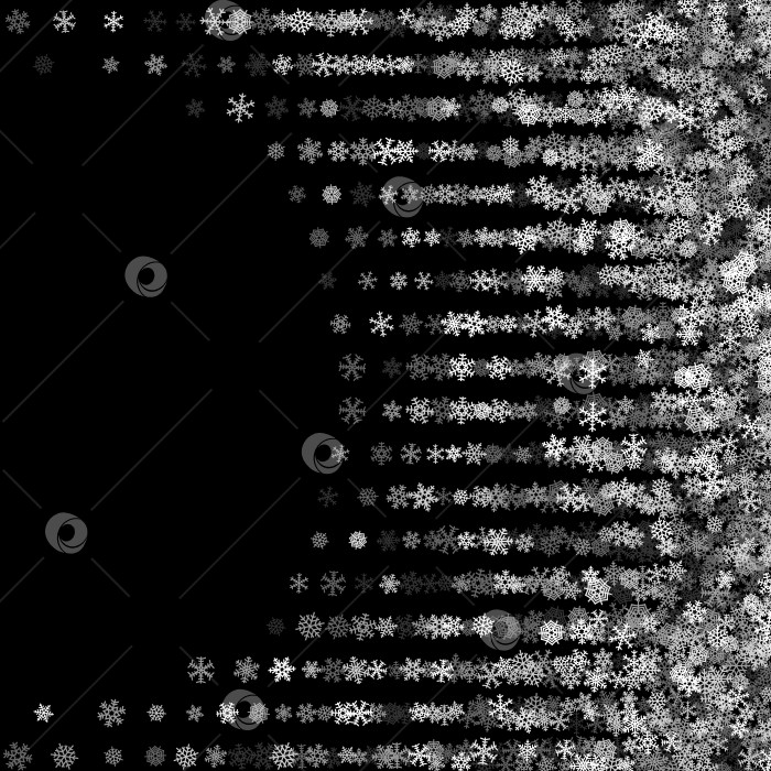 Скачать Снегопад со случайными снежинками в темноте фотосток Ozero
