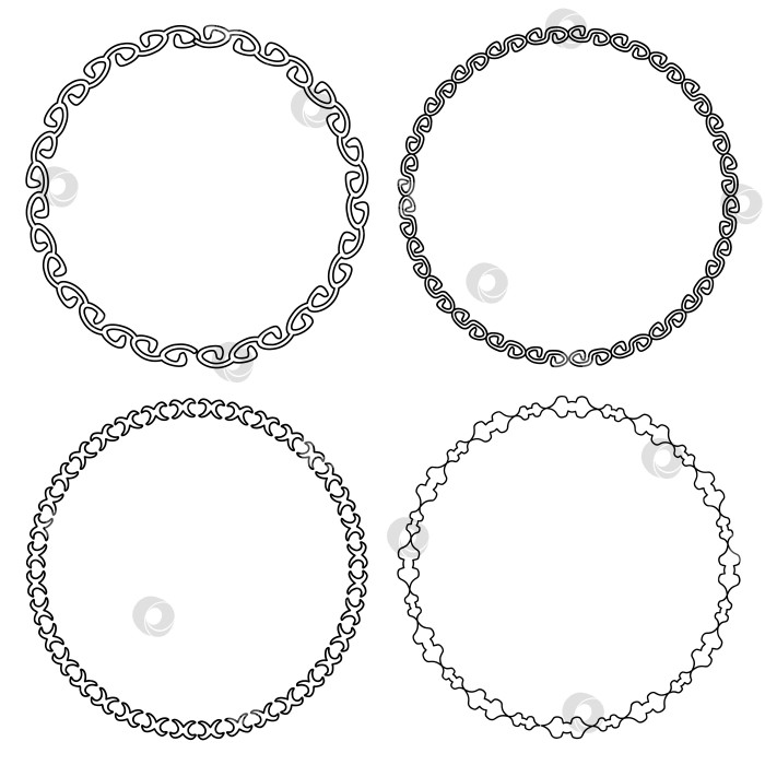Скачать Набор декоративных винтажных ажурных круглых рамок. Декоративная круглая рамка на белом фоне. Ажурный узор в классическом стиле. Векторная иллюстрация фотосток Ozero