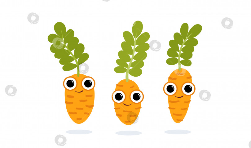 Скачать Векторная иллюстрация трех симпатичных морковных персонажей фотосток Ozero