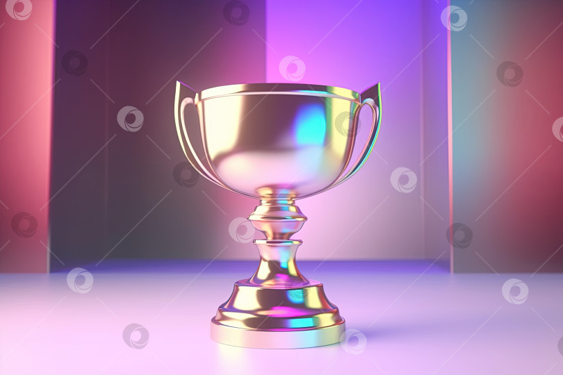 Скачать Голографический металлический 3D-кубок golden trophy award cup фотосток Ozero