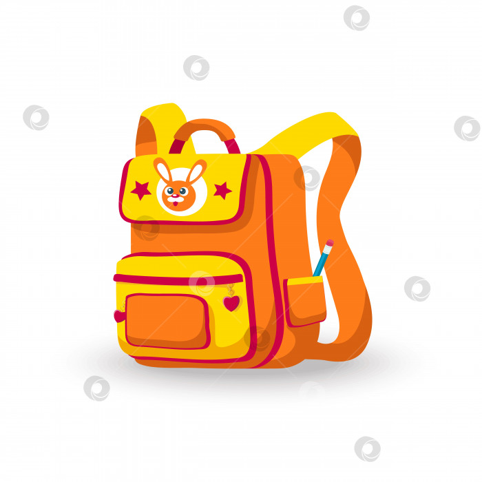 Скачать Красивый школьный рюкзак оранжево-желтого цвета фотосток Ozero