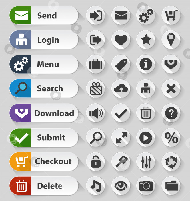 Скачать Набор белых кнопок для веб-дизайна фотосток Ozero