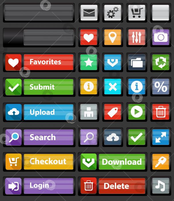 Скачать Набор стеклянных черных веб-кнопок фотосток Ozero