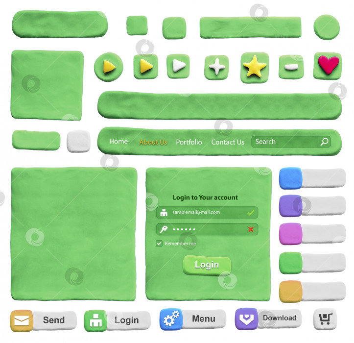 Скачать Набор элементов веб-дизайна из пластилина фотосток Ozero