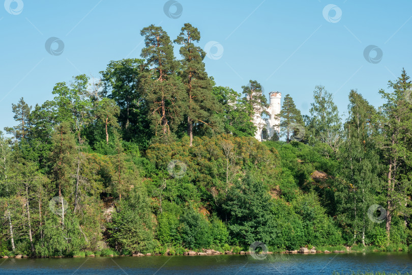 Скачать старинное здание на лесистом острове фотосток Ozero