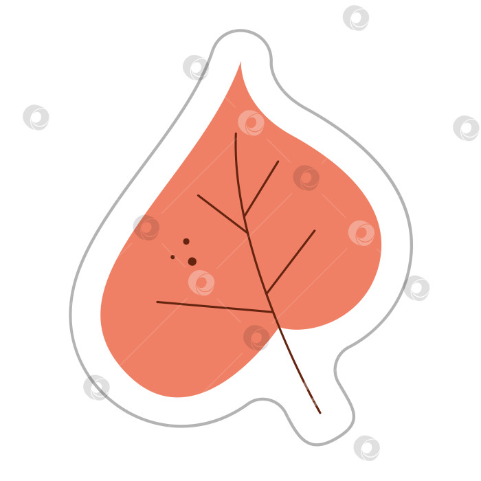 Скачать Наклейка с осенним листом дерева. Цветная плоская векторная иллюстрация. фотосток Ozero