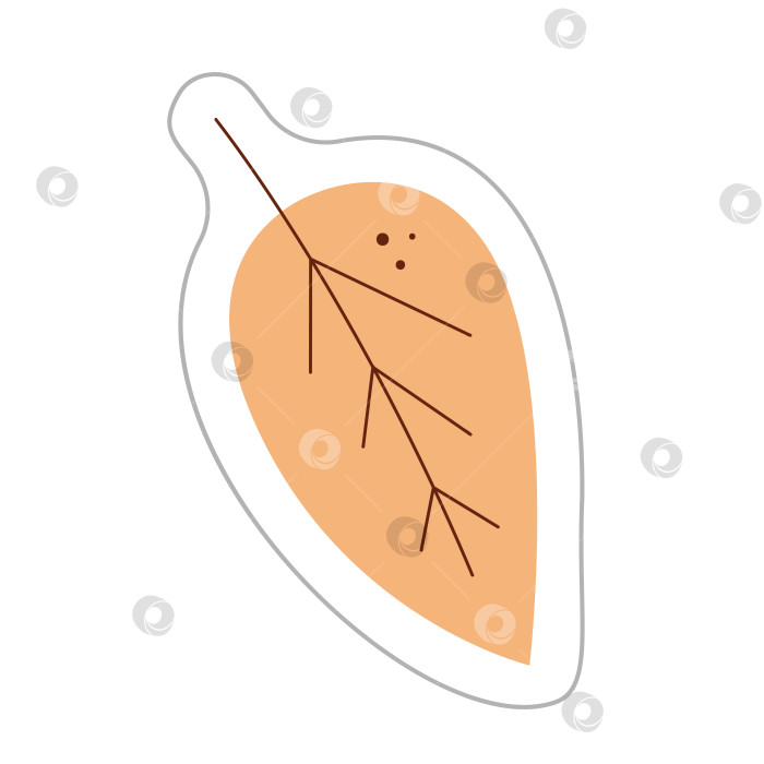 Скачать Наклейка с абстрактным осенним листом овальной формы 2. Цветная плоская векторная иллюстрация. фотосток Ozero