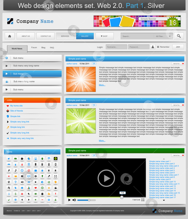 Скачать Набор элементов веб-дизайна. 2.0. Часть 1. фотосток Ozero