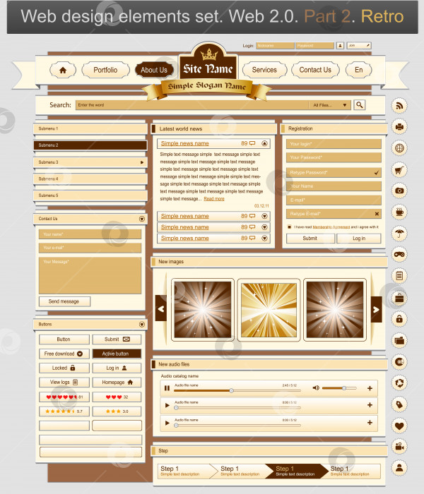 Скачать Набор для веб-дизайна retro 2 фотосток Ozero
