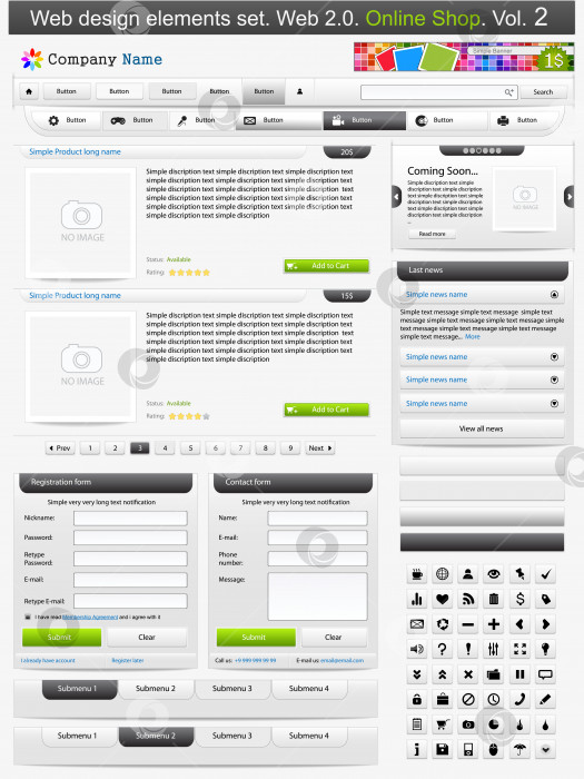 Скачать Набор элементов веб-дизайна. Интернет-магазин 2. Векторная иллюстрация фотосток Ozero
