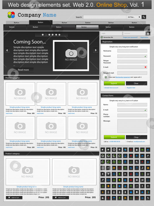 Скачать Набор элементов веб-дизайна. Интернет-магазин 1 фотосток Ozero