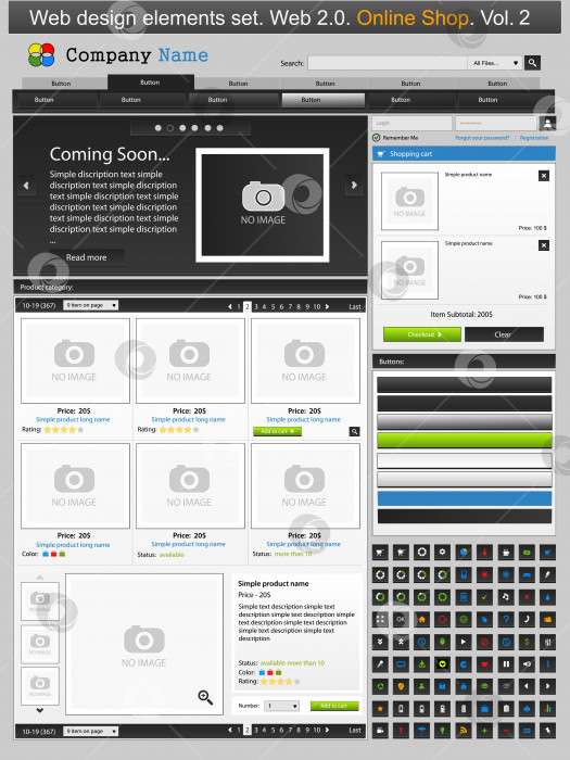 Скачать Набор элементов веб-дизайна. Интернет-магазин 2 фотосток Ozero