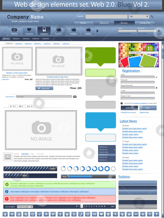 Скачать Элементы веб-дизайна синего цвета 2. фотосток Ozero