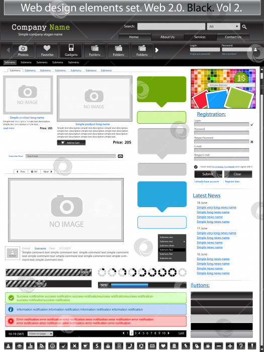 Скачать Элементы веб-дизайна черного цвета 2. фотосток Ozero