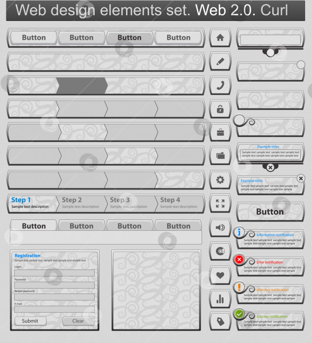 Скачать Набор элементов веб-дизайна curl фотосток Ozero
