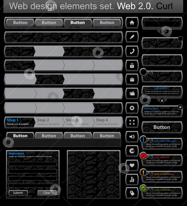 Скачать Набор элементов веб-дизайна curl black фотосток Ozero