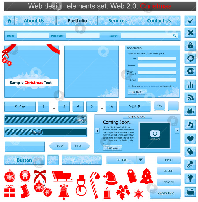 Скачать Набор элементов рождественского веб-дизайна фотосток Ozero