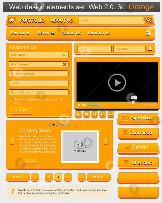 Скачать Элементы веб-дизайна оранжевого цвета фотосток Ozero