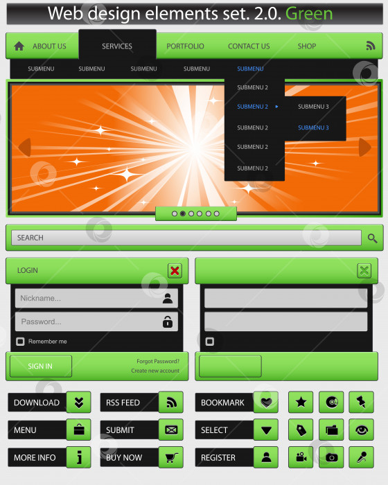Скачать Набор креативных элементов веб-дизайна. фотосток Ozero