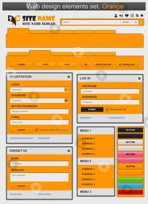 Скачать Элементы веб-дизайна окрашены в оранжевый цвет. фотосток Ozero