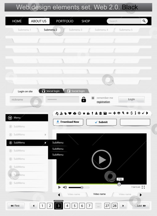Скачать Набор шаблонов веб-дизайна 2.0. фотосток Ozero